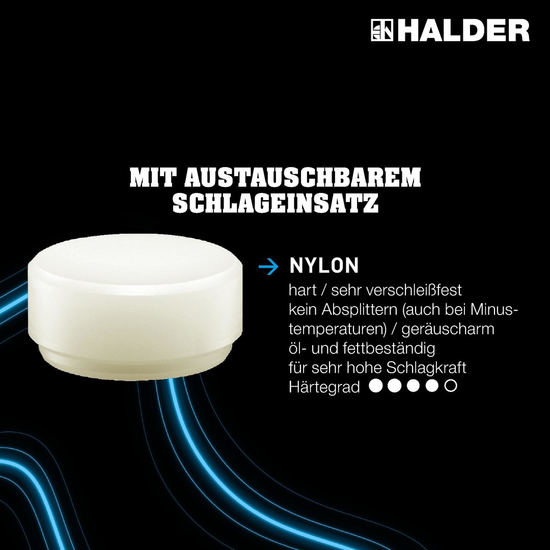 SUPERCRAFT-Schonhammer, mit bruchsicherem Stahlrohrstiel, gelb-fluoreszierend beschichtet und ergonomisch geformtem, rutschsicherem Griff | D=60 mm | 3377.160