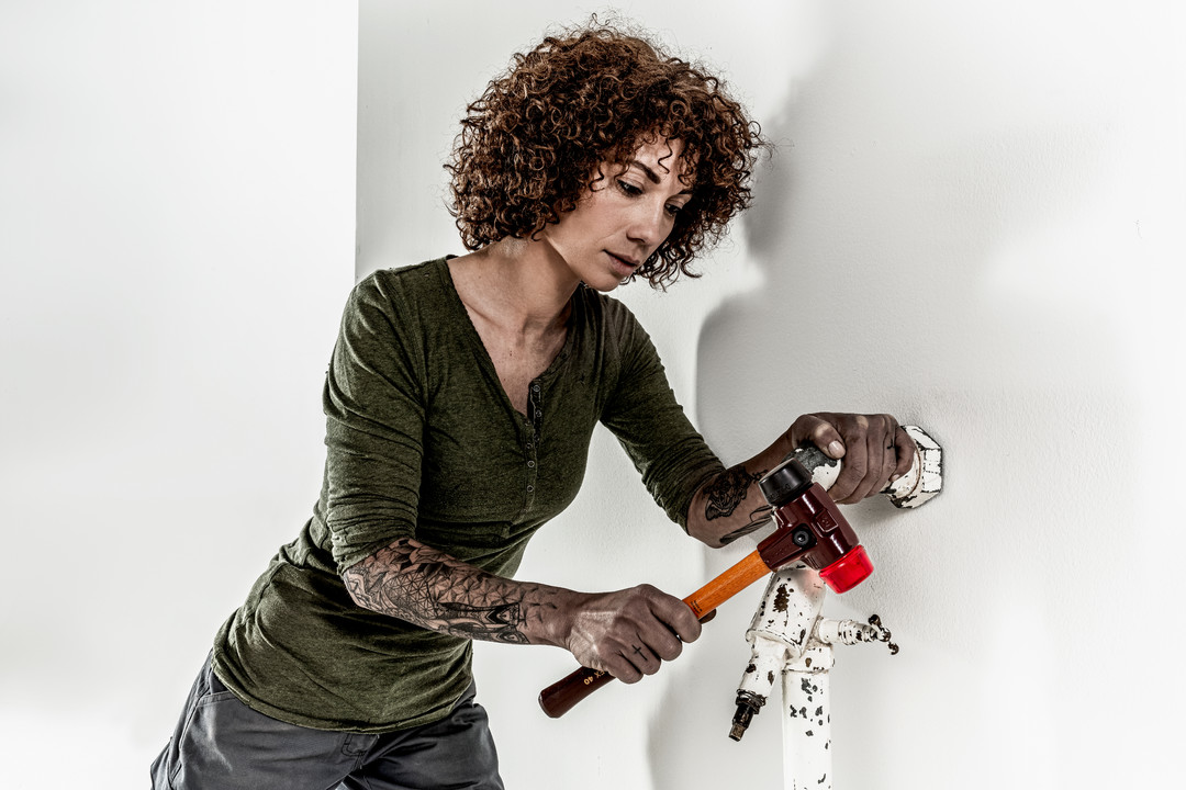 SIMPLEX-Schonhammer, Gummikomposition / Plastik; mit Tempergussgehäuse und hochwertigem Holzstiel | D=60 mm | 3026.060