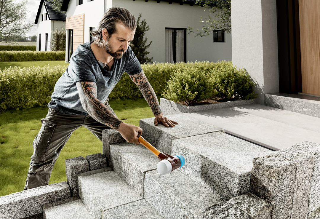 SIMPLEX-Schonhammer, TPE-soft / TPE-mid; mit Tempergussgehäuse und hochwertigem Holzstiel | D=60 mm | 3013.060