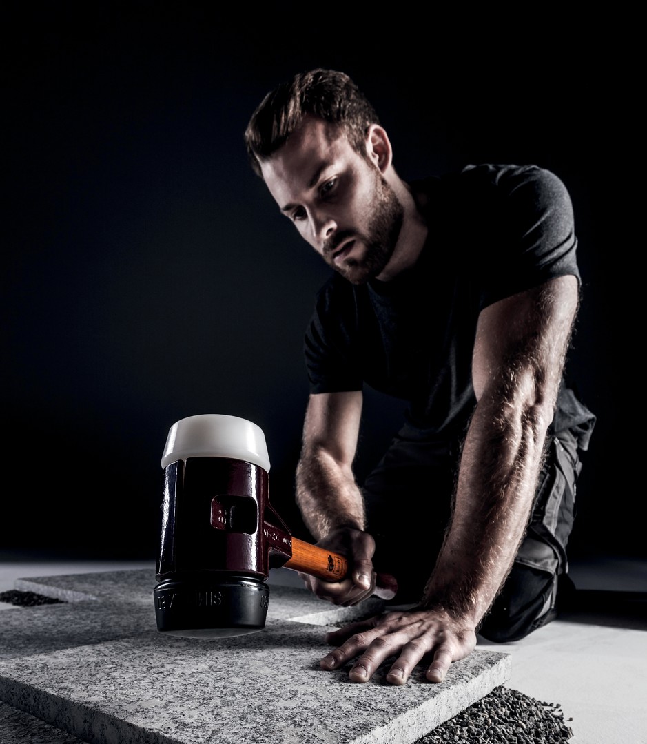 SIMPLEX-Schonhammer, Gummikomposition / Superplastik; mit Tempergussgehäuse und hochwertigem Holzstiel | D=80 mm | 3027.080