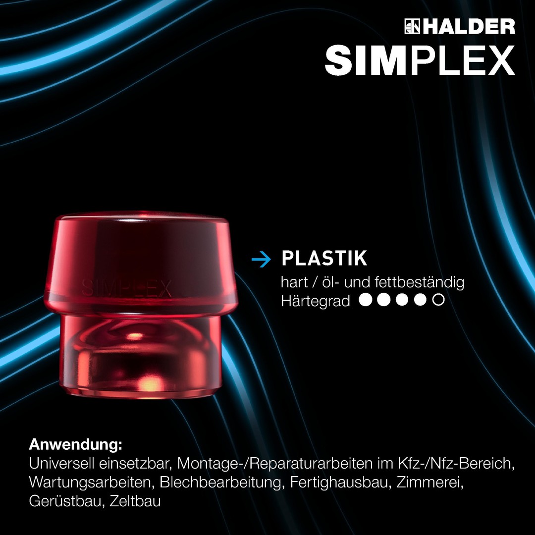 SIMPLEX-Schonhammer, Gummikomposition, mit Standfuß / Plastik; mit Tempergussgehäuse und hochwertigem Holzstiel | D=60 mm | 3026.260