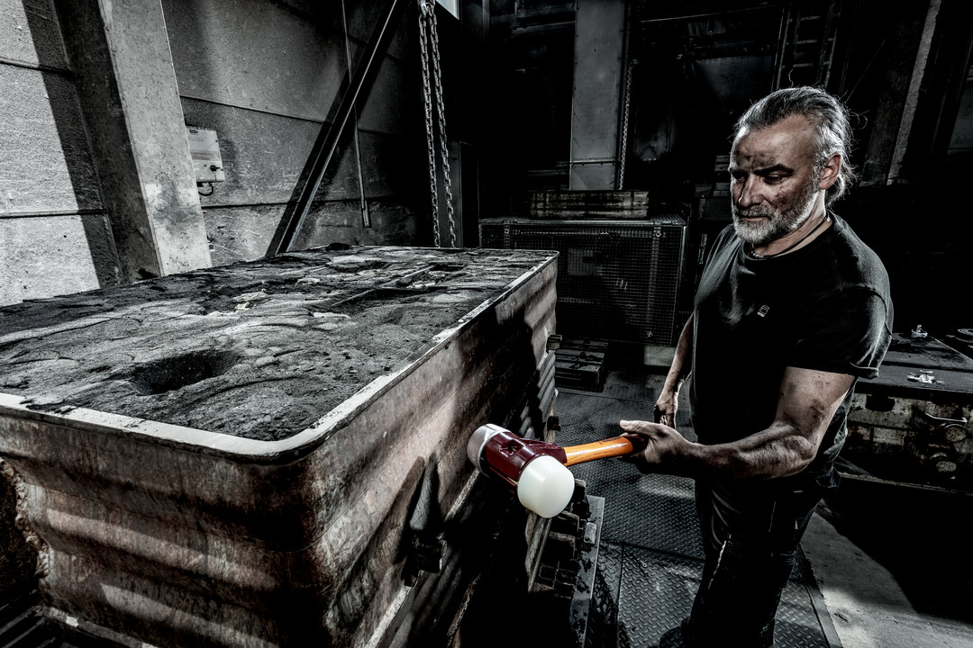 SIMPLEX-Schonhammer, Nylon / Weichmetall; mit Tempergussgehäuse und hochwertigem Holzstiel | D=80 mm | 3089.080