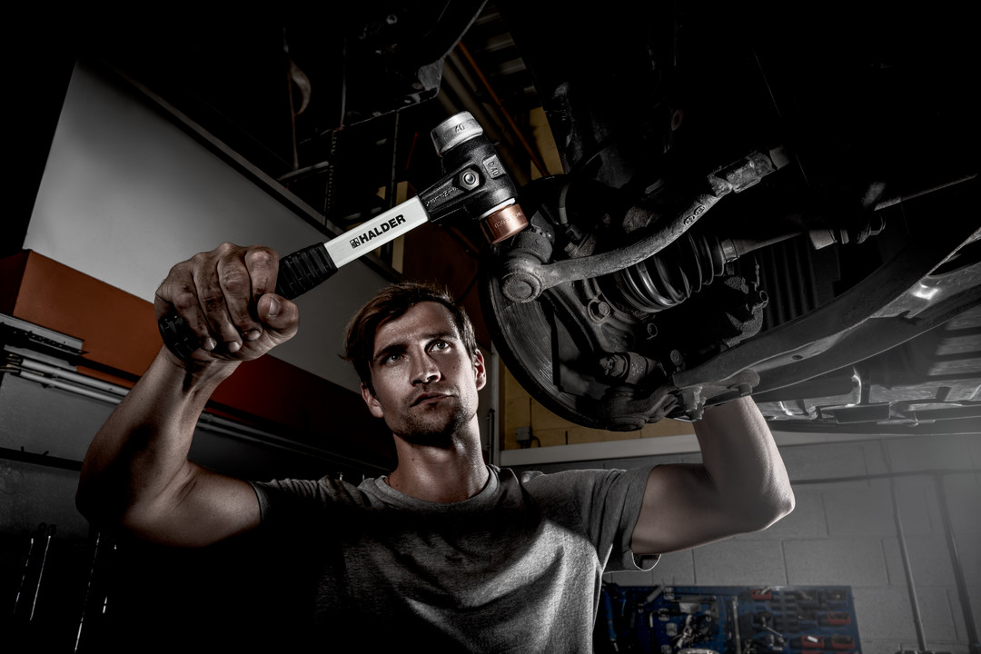 Młotek SIMPLEX z miękkim obuchem, miedź / miękki metal; ze wzmocnioną obudową z żeliwa ciągliwego i trzonkiem z włókna szklanego | D=40 mm | 3749.040