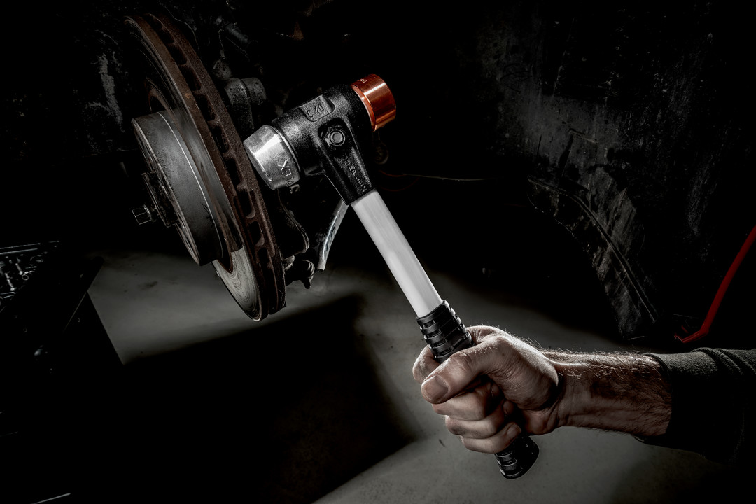 Młotek SIMPLEX z miękkim obuchem, miedź / miękki metal; ze wzmocnioną obudową z żeliwa ciągliwego i trzonkiem z włókna szklanego | D=40 mm | 3749.040