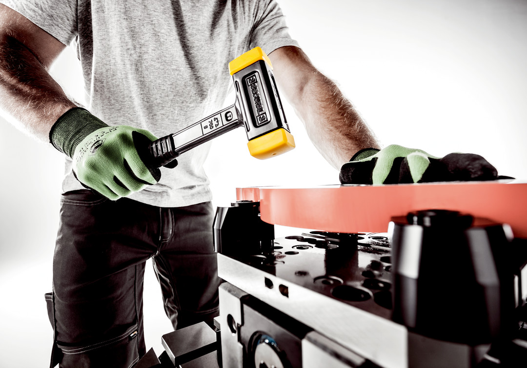 SECURAL-Schonhammer, Kopf und Stiel bruchsicher aus einem Stück Stahl, Schlageinsätze rechteckig | L=35 mm / B=45 mm | 3380.045