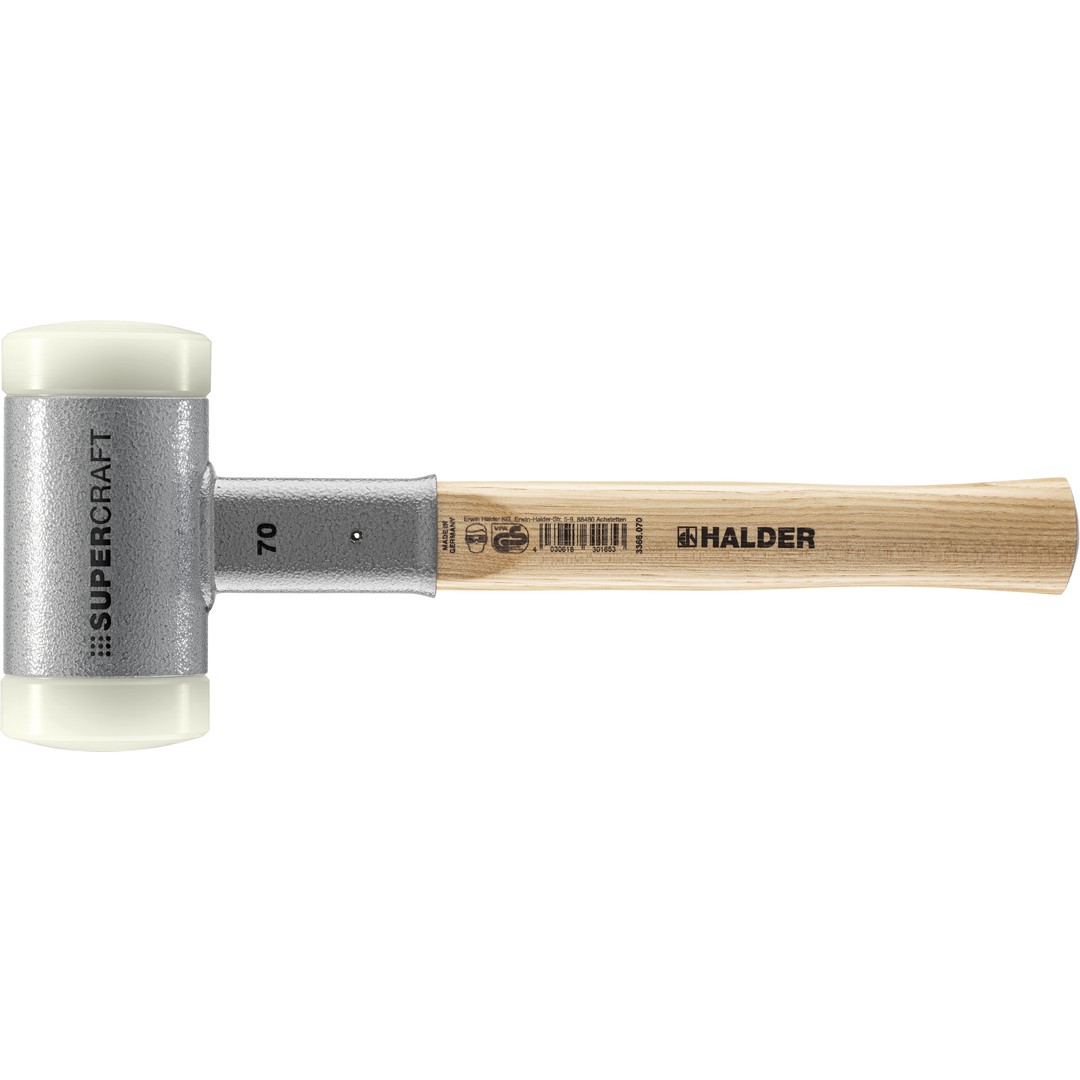 SUPERCRAFT-Schonhammer, mit schwingungsdämpfendem, ergonomisch geformtem und lackiertem Hickorystiel | D=70 mm | 3366.070