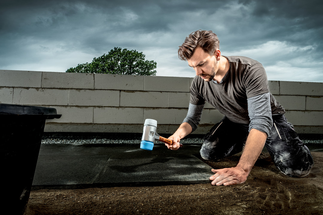 SIMPLEX-Schonhammer, TPE-soft / TPE-mid; mit Aluminiumgehäuse und hochwertigem Holzstiel | D=60 mm | 3113.060