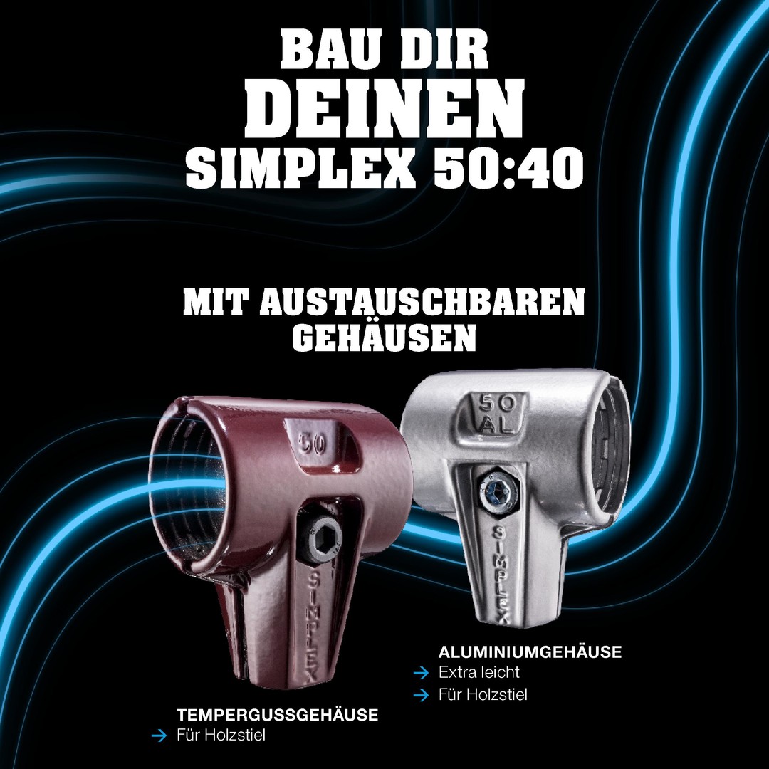 SIMPLEX-Schonhammer, Superplastik; mit Aluminiumgehäuse und hochwertigem Holzstiel | D=50 mm | 3107.051