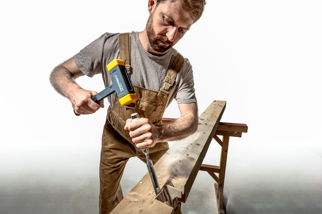 SECURAL-Schonhammer, Kopf und Stiel bruchsicher aus einem Stück Stahl, Schlageinsätze rechteckig | L=35 mm / B=45 mm | 3380.045