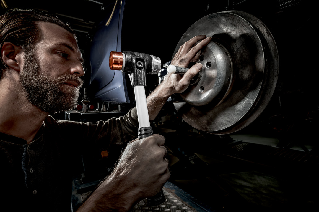 Młotek SIMPLEX z miękkim obuchem, miedź / miękki metal; ze wzmocnioną obudową z żeliwa ciągliwego i trzonkiem z włókna szklanego | D=40 mm | 3749.040