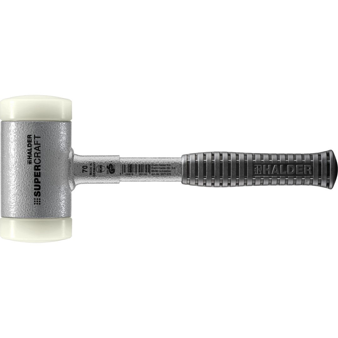 SUPERCRAFT-Schonhammer, mit bruchsicherem Stahlrohrstiel und ergonomisch geformtem, rutschsicherem Griff | D=70 mm | 3377.070