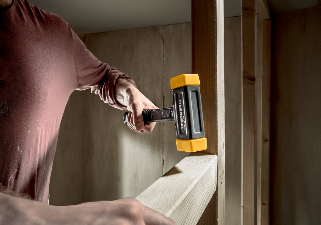 SECURAL-Schonhammer, Kopf und Stiel bruchsicher aus einem Stück Stahl, Schlageinsätze rechteckig | L=35 mm / B=45 mm | 3380.045